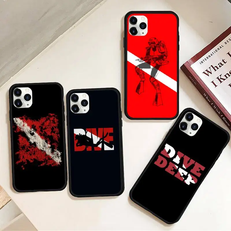 

Diver Down Scuba Flag Phone Case Rubber for iPhone 12 pro max mini 11 pro XS MAX 8 7 6 6S Plus X 5S SE 2020 XR case