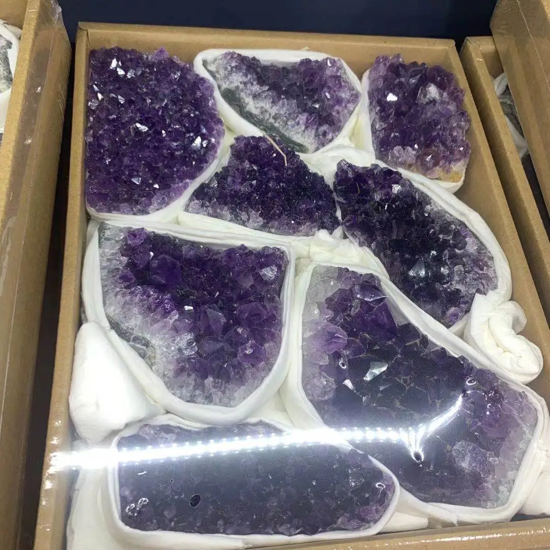 

Большой размер натуральный аметист кластер Подарочная коробка набор исцеляющих кристаллов камни коллекционные предметы для украшения дом...