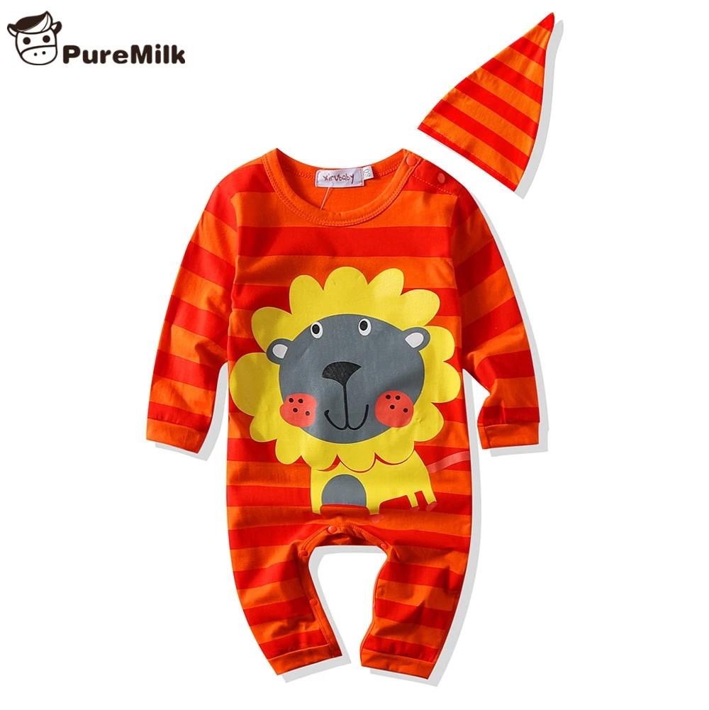 

(Animal baby boy clothes) baby clothes romper cow/ panda/lion/ tiger long-sleeved romper with cute hat