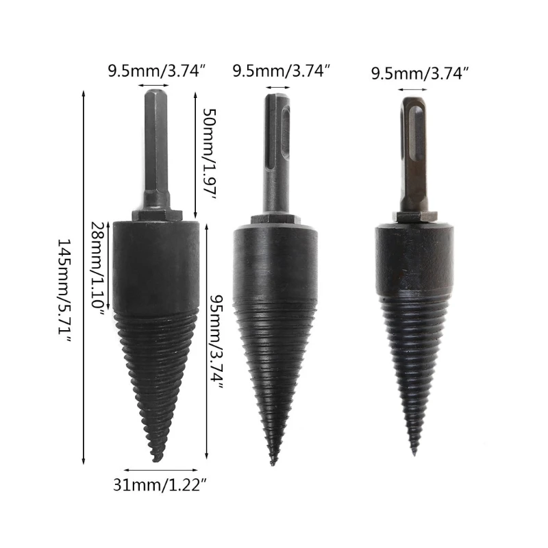 

Firewood Machine Drill Wood Cone Reamer Punch Driver Drill Bit Split Drilling Tools 130x32mm