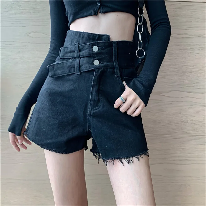 

Women Irregularity High Waist Denim Shorts Y2K Feminino Summer Casual Harajuku Solid Short Jeans Streetwear Sexy Bottoms S025