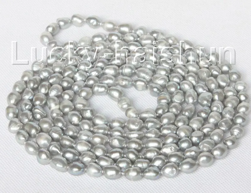 

Long 78" 12mm Baroque Gray Freshwater Pearls Beads Strand Knotted Necklace J10501
