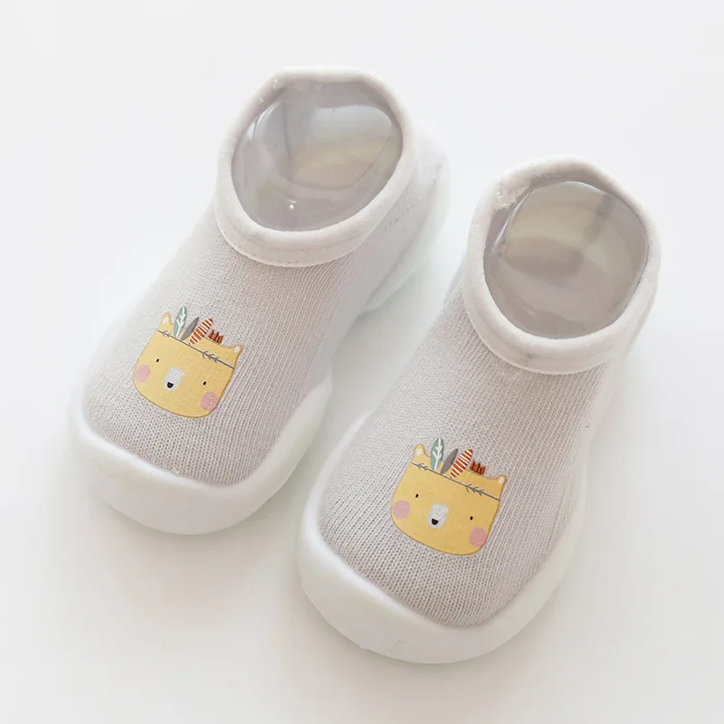 gray Новые летние детские носки для первых шагов, Bebe, носки-тапочки с резиновой подошвой для малышей, домашняя обувь для детей - Цвет: gray