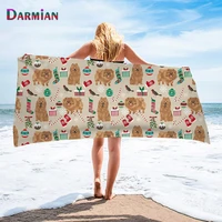 darmian cute soft microfiber towels cartoon animal dog printing large thick bath towels for kids baby creative beach towels 2021