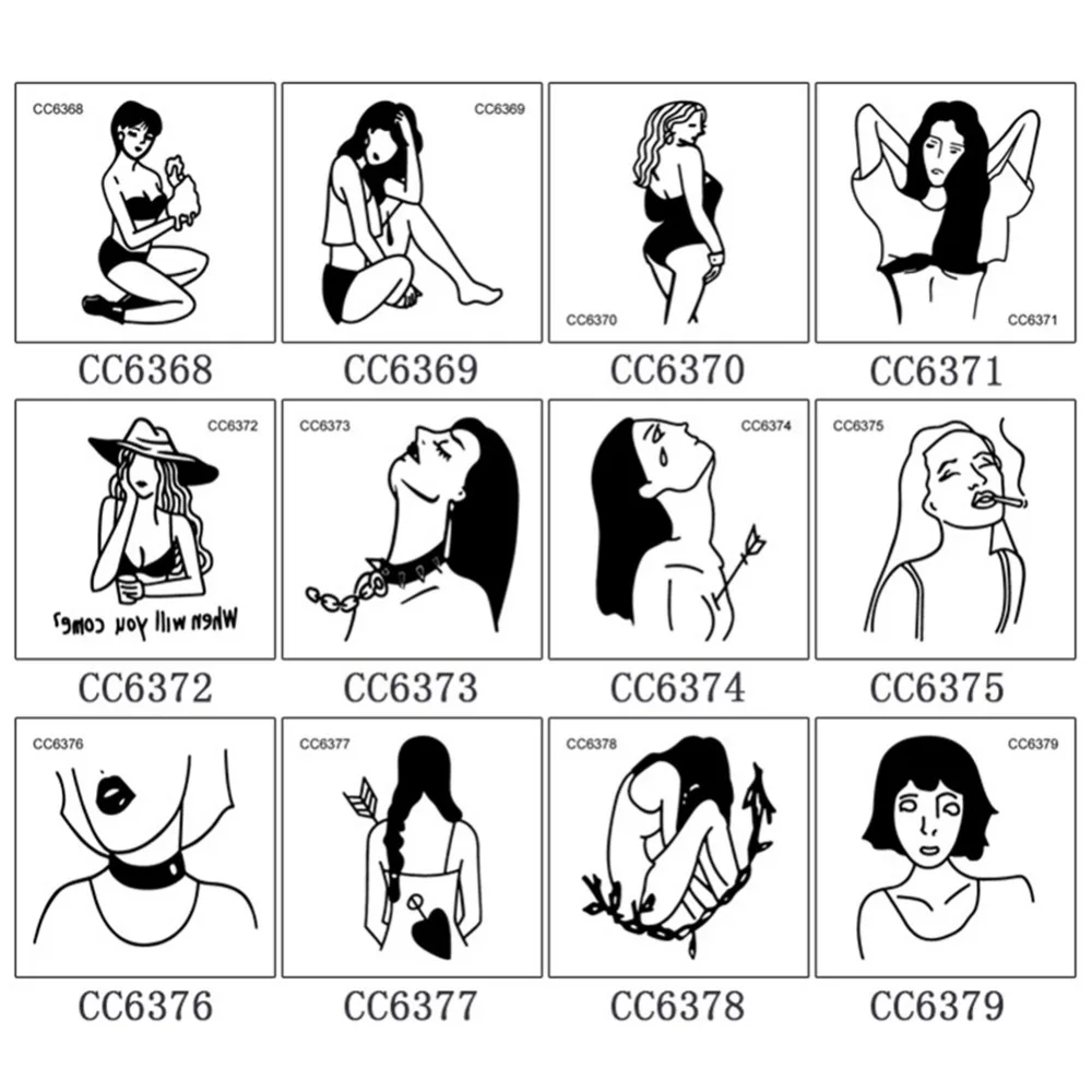 3 шт в упаковке сексуальные леди Временные татуировки темно Для женщин Девушка