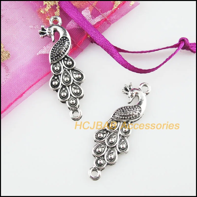 Новинка 10 шт. Тибетский серебристый цвет животных подвески в виде павлинов
