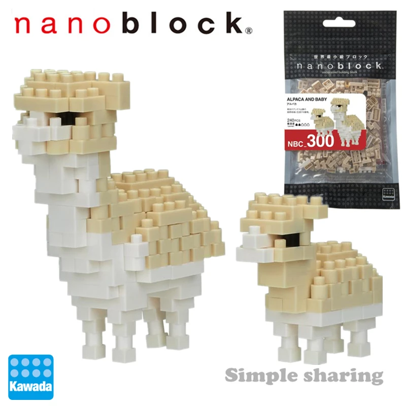 Новый Nanoblock Kawada Альпака и ребенок 240 шт. строительные блоки искусственные Смешные
