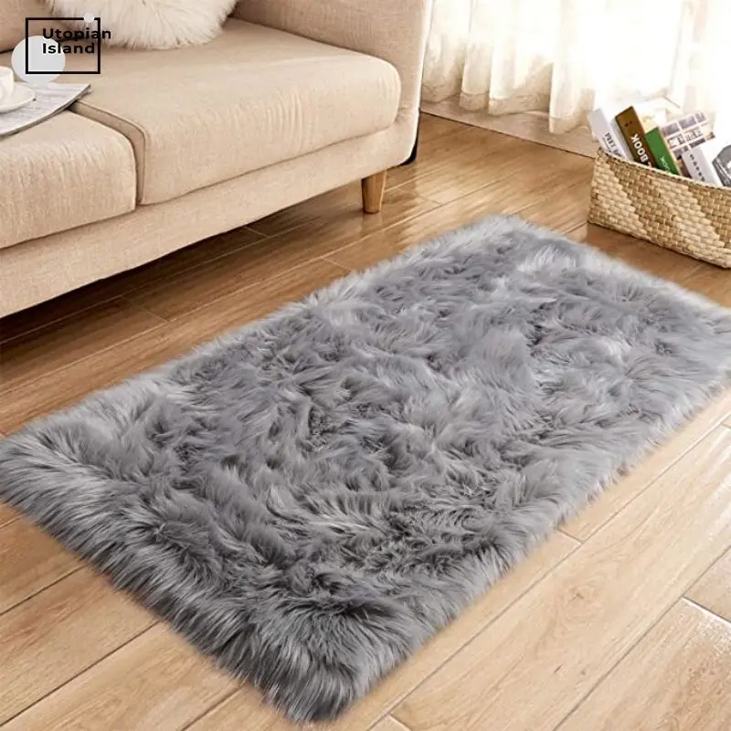 

Cilected Pure White Round/Square Carpets For Living Room Grey/Pink Soft Plush Faux Fur Square Chair Cover Seat Pad Bedroom