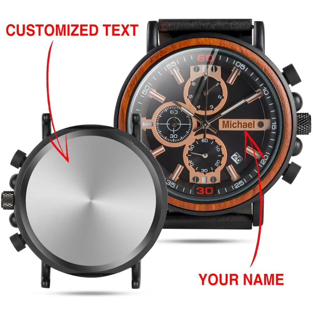 customized your logo BOBOBIRD индивидуальные деревянные часы выгравировать ваш индивидуальный логотип на задней панели relogio masculino с деревянной коробкой подарки бойфренду - Цвет: customized your logo