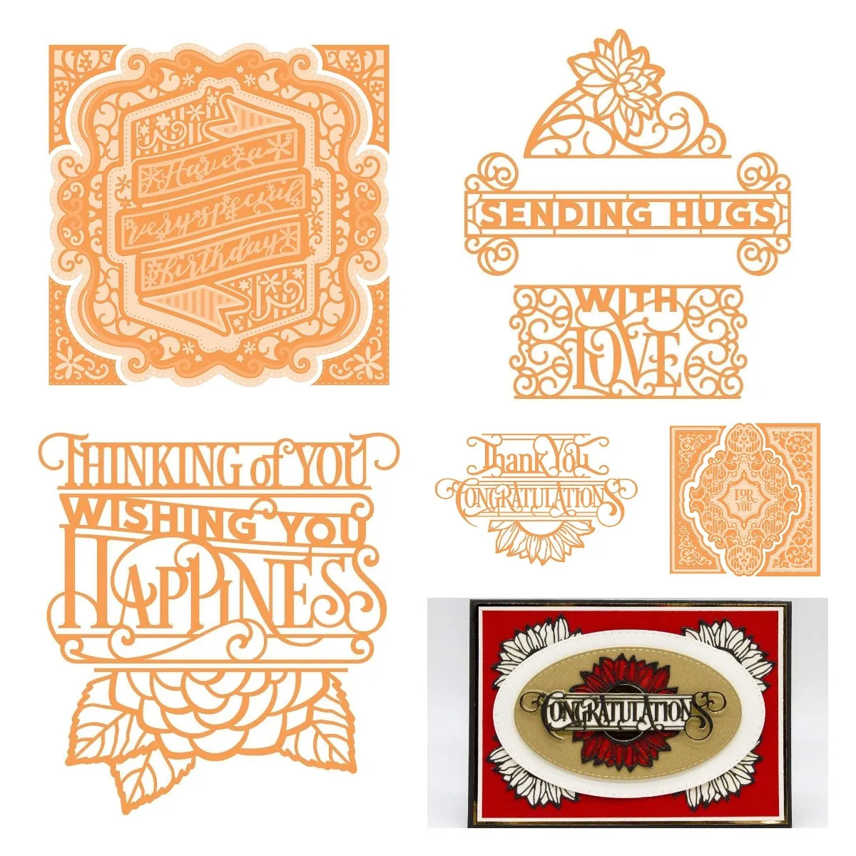 

2021new Diy Decoration Happiness Congratulations Love Header Large Layering Bundle Metal Cutting Dies Set Embossing Scrapbook