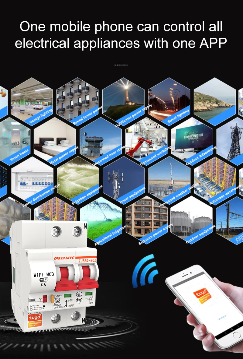 Умный wifi выключатель 2P IoT воздушный переключатель Smart Life/tuya Смарт-приложение управление Поддержка Amazon Alexa Google Home