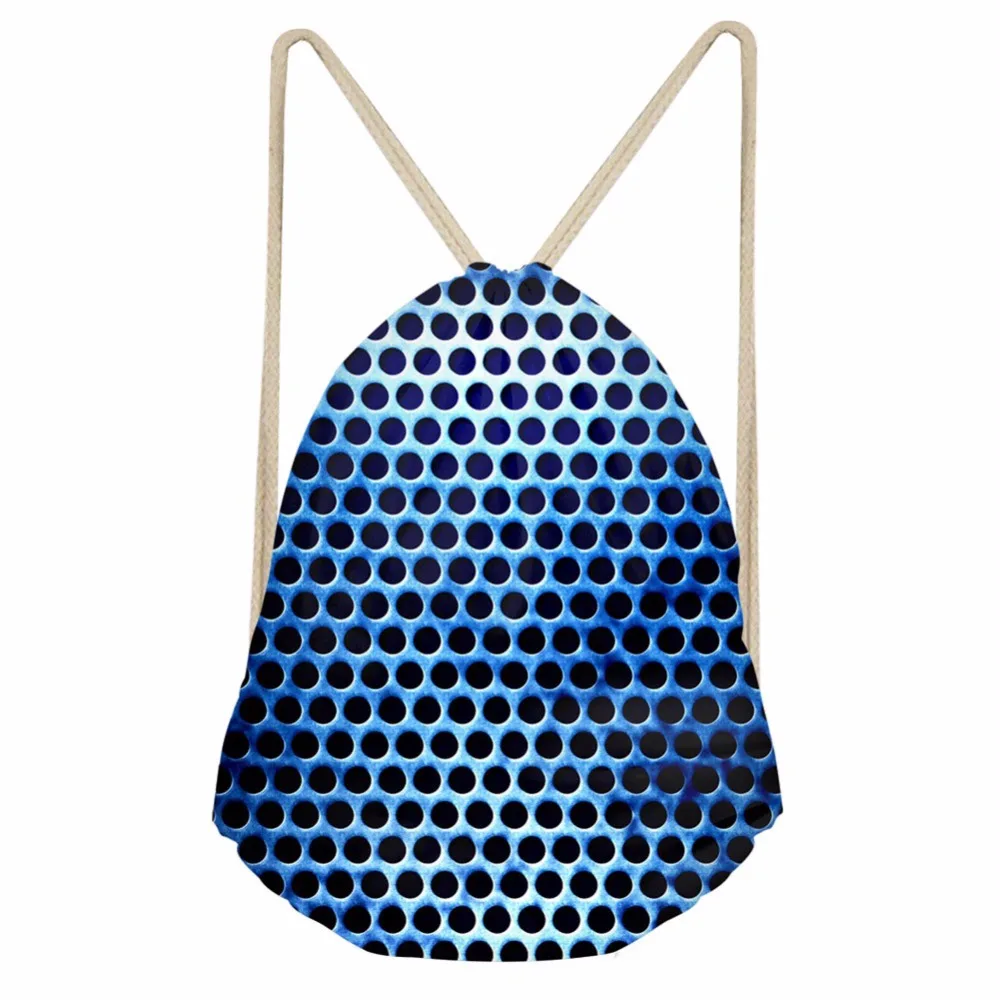 

Noisydesigns Mesh weaving blue red simple personality 3D Tropical Printed Backpack Women Girls New Drawstring Bag Casual Travel
