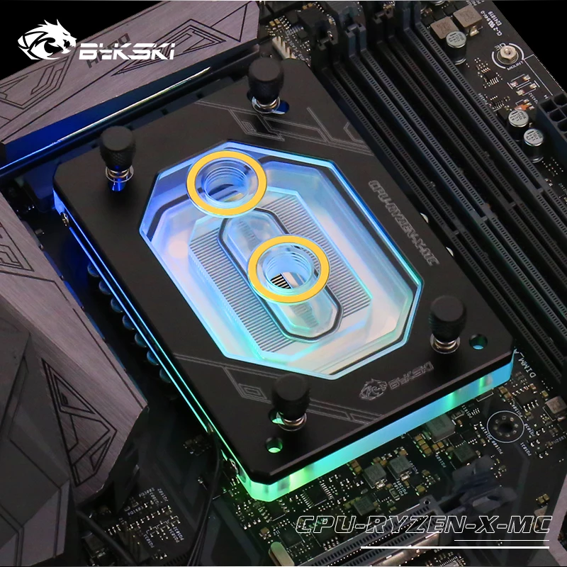 Водяной блок для процессора BYKSKI подходит Ryzen 3 5 7 кулер с резьбой платформы AMD