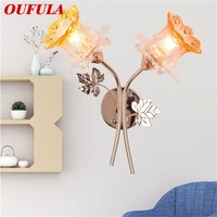 oufula wall lamps modern creative led sconces two lights flower shape indoor for home bedroom