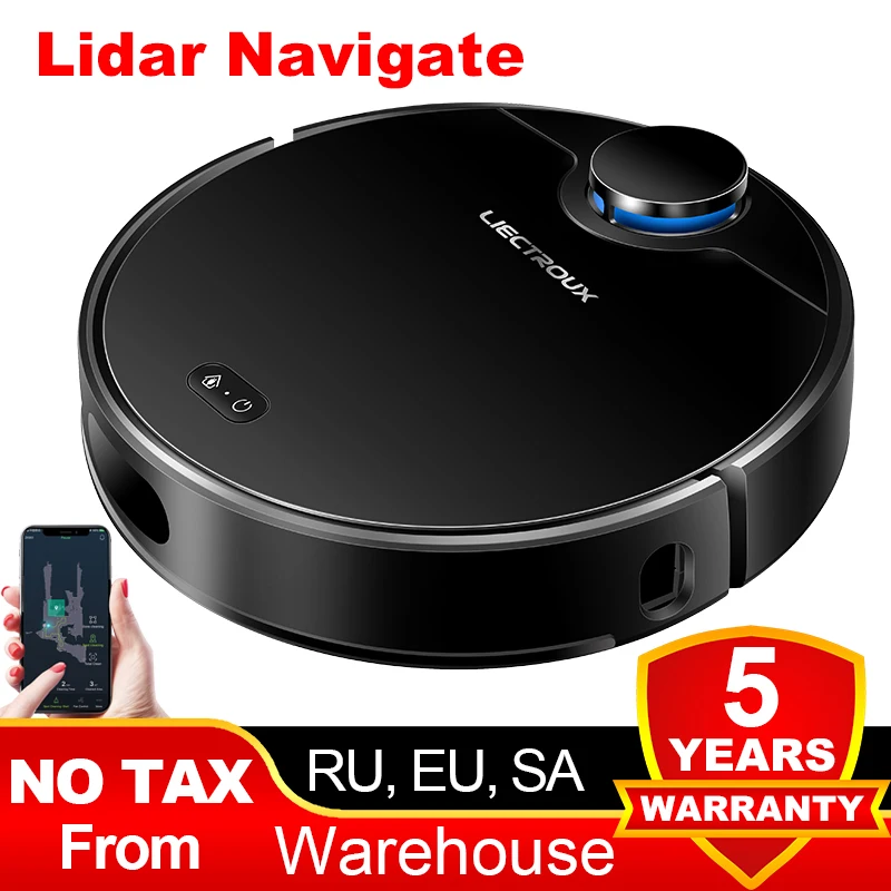 Liectroux ZK901 Lidar Robot Vacuum Cleaner,Laser Navigation&Mapping,Breakpoint Resume Clean,6500Pa Suction,VoiceControl,Wet Mop