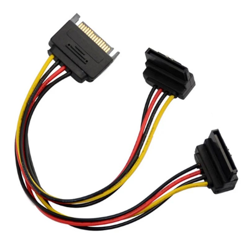 

20cm SATA 15-Pin Male To 2 X 15P Female 90 Degree Y Cable-ZHAO Adapter Splitter Power Q9H3