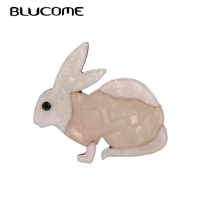 Детская/женская брошь в виде кролика Blucome белая акриловая из ацетатного волокна