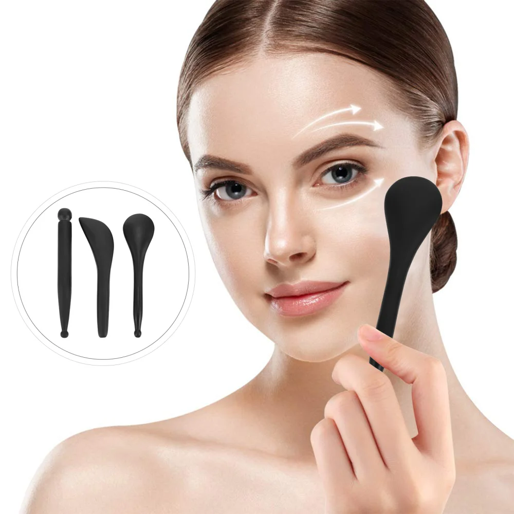 

1 Set 3pcs Rods Scraping Rods Face Stickers Massagers (Black)