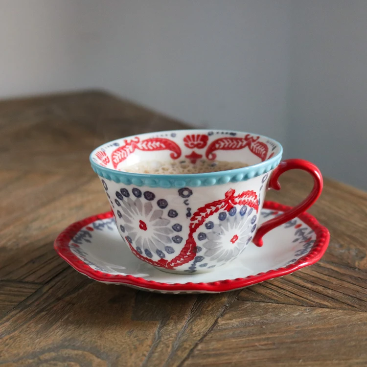 

Japanese Creative Cup Creative Vintage Handmade Ceramic High Quality Saucer Set Utensil Cup Tazas Cafe Home Drinkware DB60BD