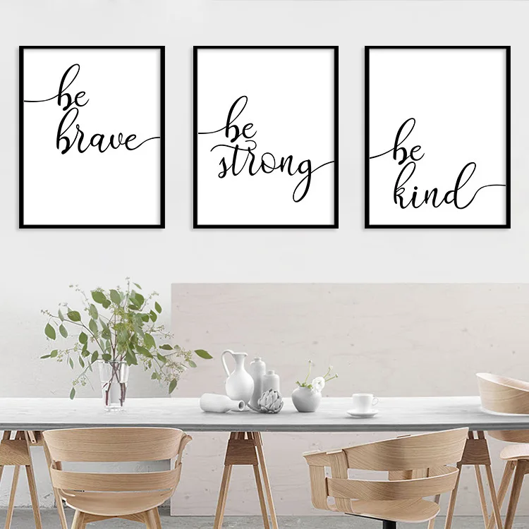 

Be Kind Be Strong нордическая минималистическая черно-белая английская буква декоративная живопись гостиная спальня подвесное настенное искусст...