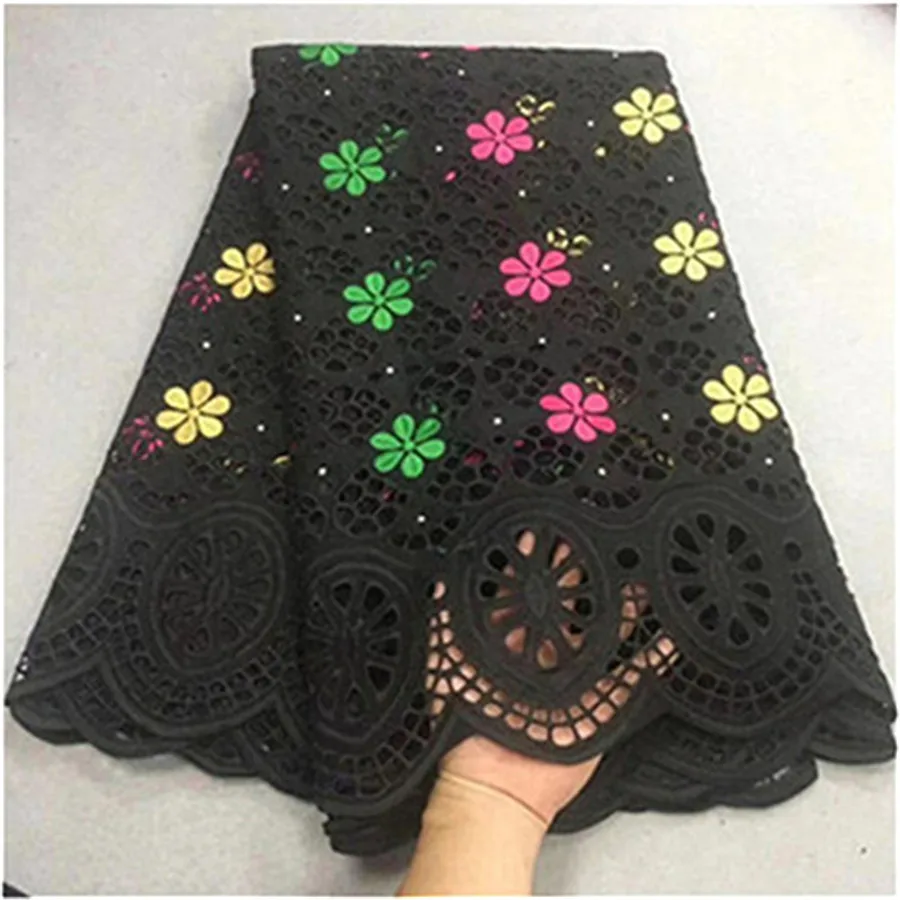 Швейцарская вуаль кружева в Швейцарии ткань из Дубая brode черная африканская