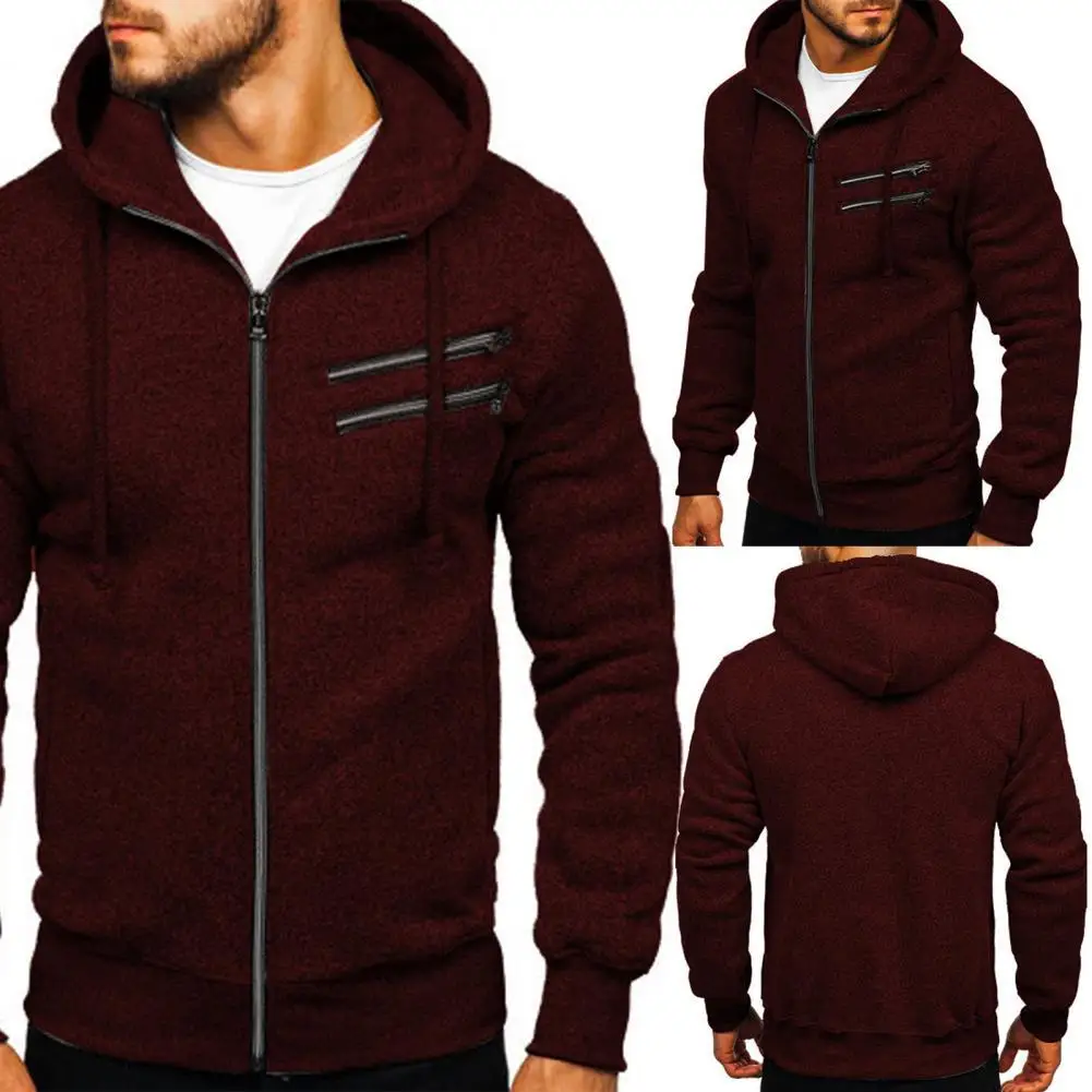 

Sporty Stylish Pure Color Hooded Sweatshirt Outwear Men Hoodie All Match Male Clothes
