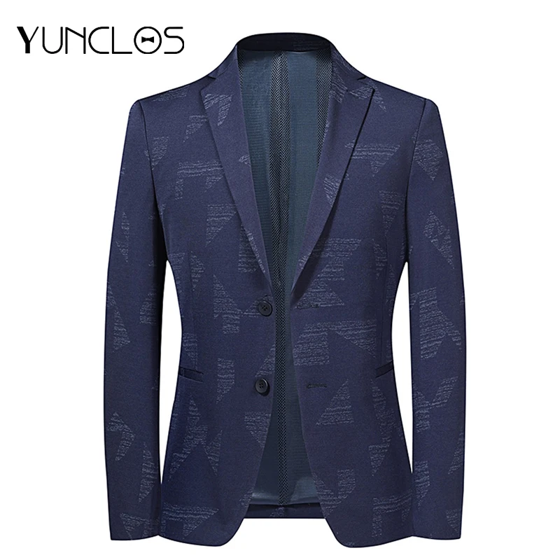 YUNCLOS мужской вязанный блейзер с двумя пуговицами деловой Повседневный тонкий