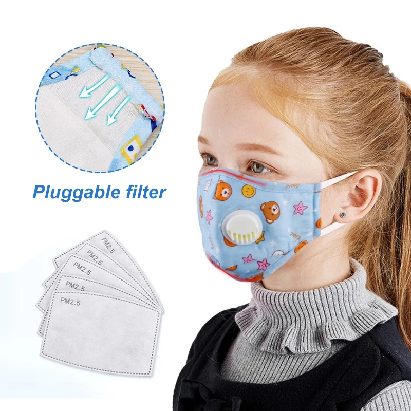 3-20 шт мультфильм PM2.5 детская маска с 6 фильтрами дыхательный клапан рот для лица