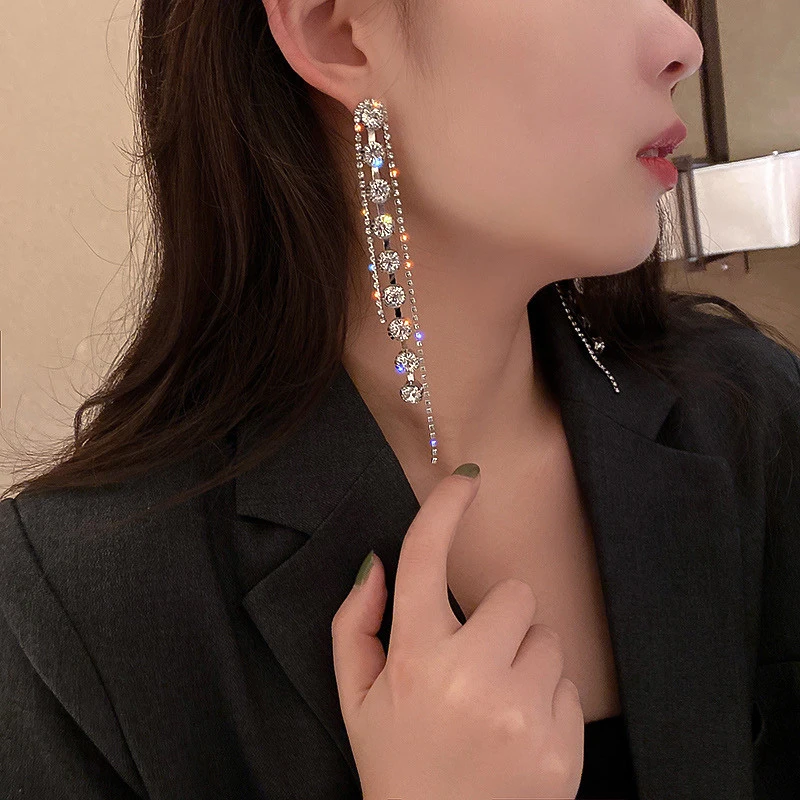 

2021 New Arrive Popular Design 14K Real Gold Tassel Earrings for Women Charm Jewelry Zirconia Stud S925 Silver Needle Gift