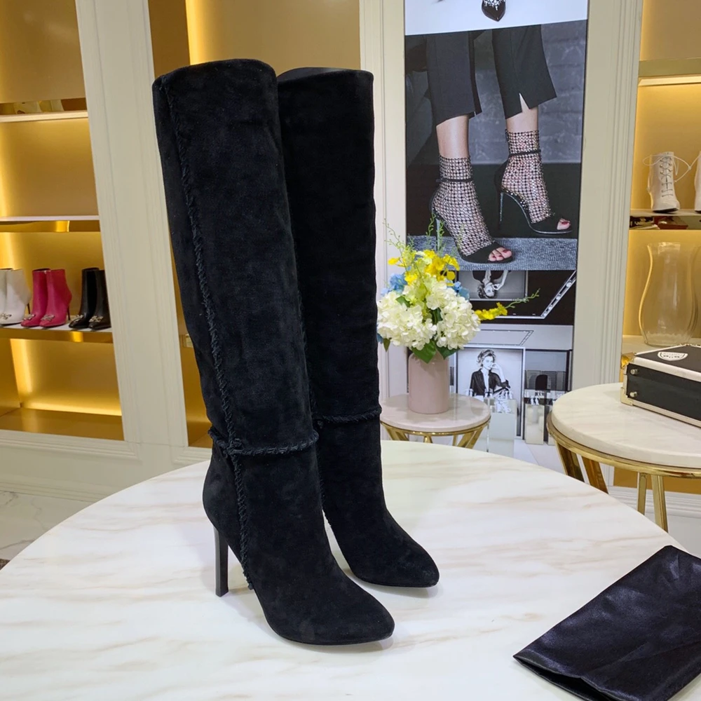 5 Chueyz/женские ботфорты из натуральной кожи с круглым носком на тонком каблуке дышащие яловые женские сапоги - Цвет: 5
