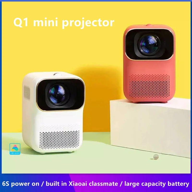 

Xiaoming Q1 mini projector, home wall projector, 4K ultra Hd 1080p dormitory small portable projector, built in Xiaoai classmate