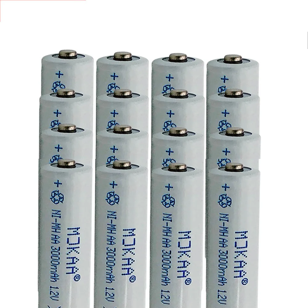 16PCS Battery MJKAA 10-20 шт AA 1,2 V Ni-MH 3000mAh аккумуляторная батарея 2A нейтральные аккумуляторные батареи для игрушечные часы - Цвет: 16PCS Battery
