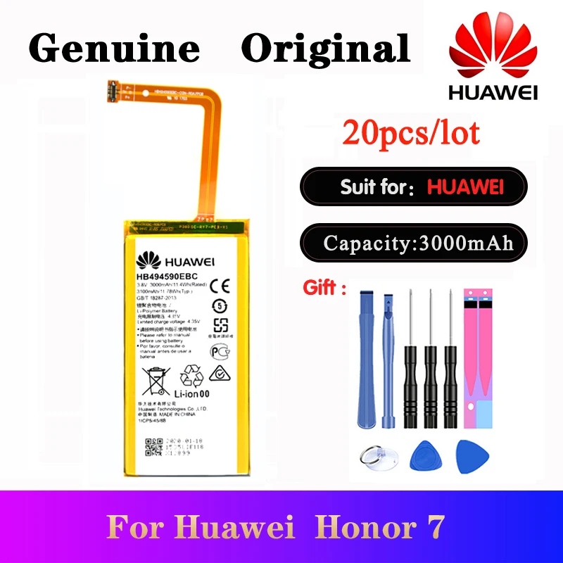 

20pcs/lot Battery HB494590EBC For Huawei Honor 7 Glory PLK-TL01H ATH-AL00 PLK-AL10 New Original Rechargeable Phone Bateria