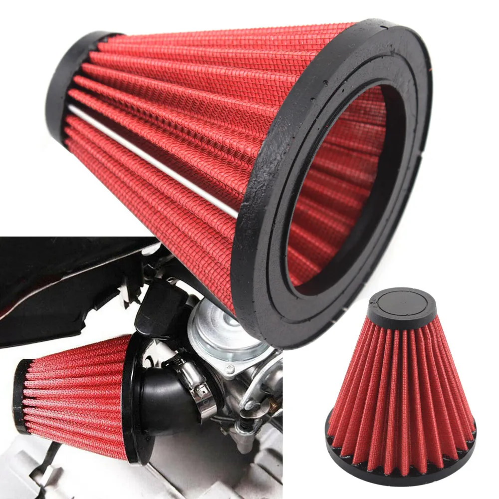 

Motorcycle 4" Red Cone Air Filter For Harley Sportster Metric Cruiser Bob Spike Intake Air Cleaner Element Kit Universal