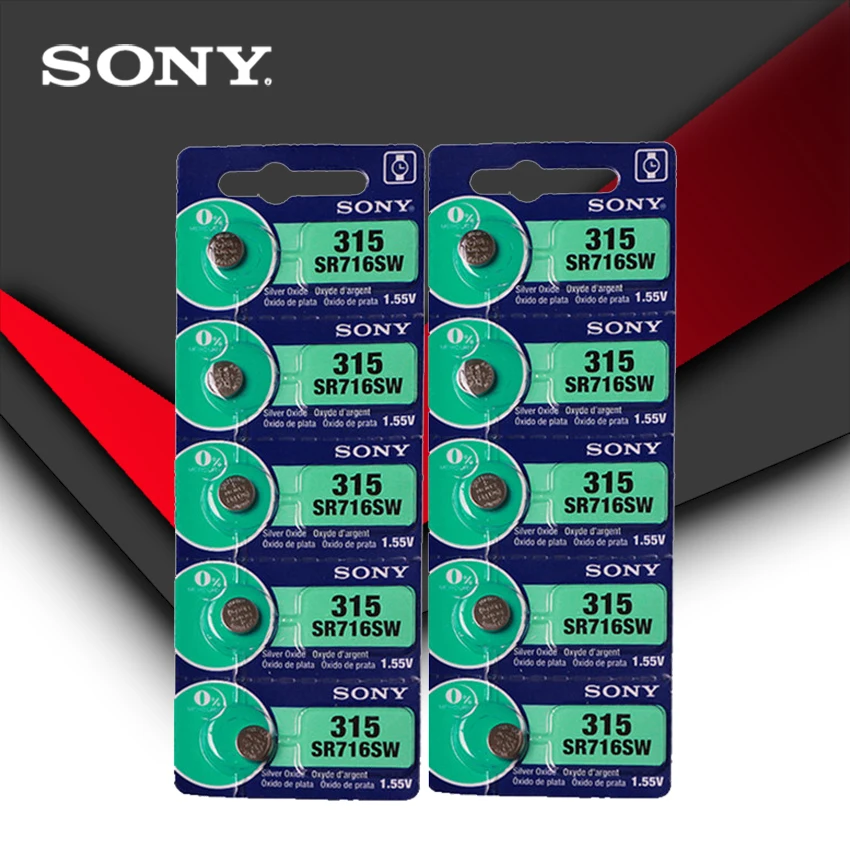 

10pc Sony 100% Original 315 SR716 SR716SW EP2012 D315 Cell Button Batteries Silver Oxide men ladies children watches retail card
