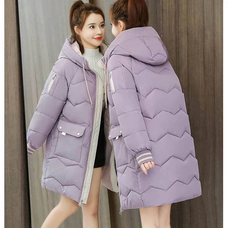 

Зимняя куртка YICIYA, пальто, женские теплые Плотные хлопковые пальто, женские хлопковые парки с капюшоном и воротником, длинные женские свобо...