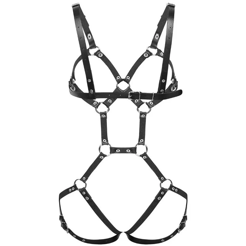 Sexy Women Leather Harness Bra Bdsm Bondage Garter Belts Punk Gothic Suspenders Sword Belt Straps Garter Body Belts Lingerie