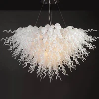 European Design Pendant Lamp Milk White Shade Murano Glass Chandelier 40 by 28 Inches Table Top Lighting