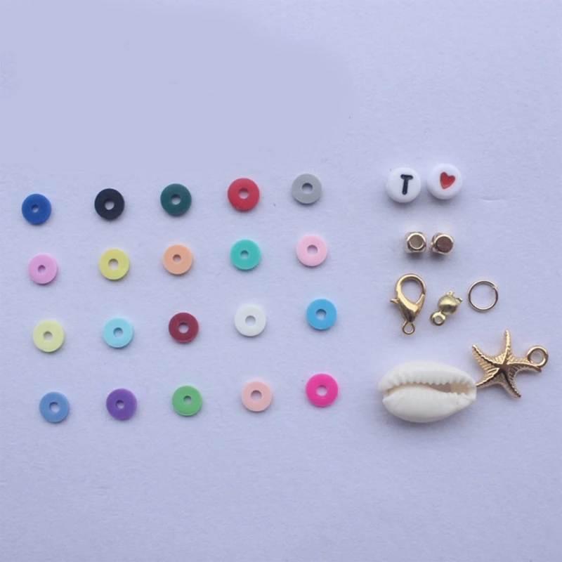 

5400Pcs 24 Colors Loose Beads Polymer Clay DIY Costume Accessories for Jewelry Necklace Craft Making with Container C7AE
