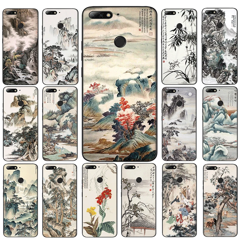 Мягкий чехол для телефона Huawei Y6 Prime Y7 Y9 Mate 10 20 30 Pro Lite с китайской чернильной