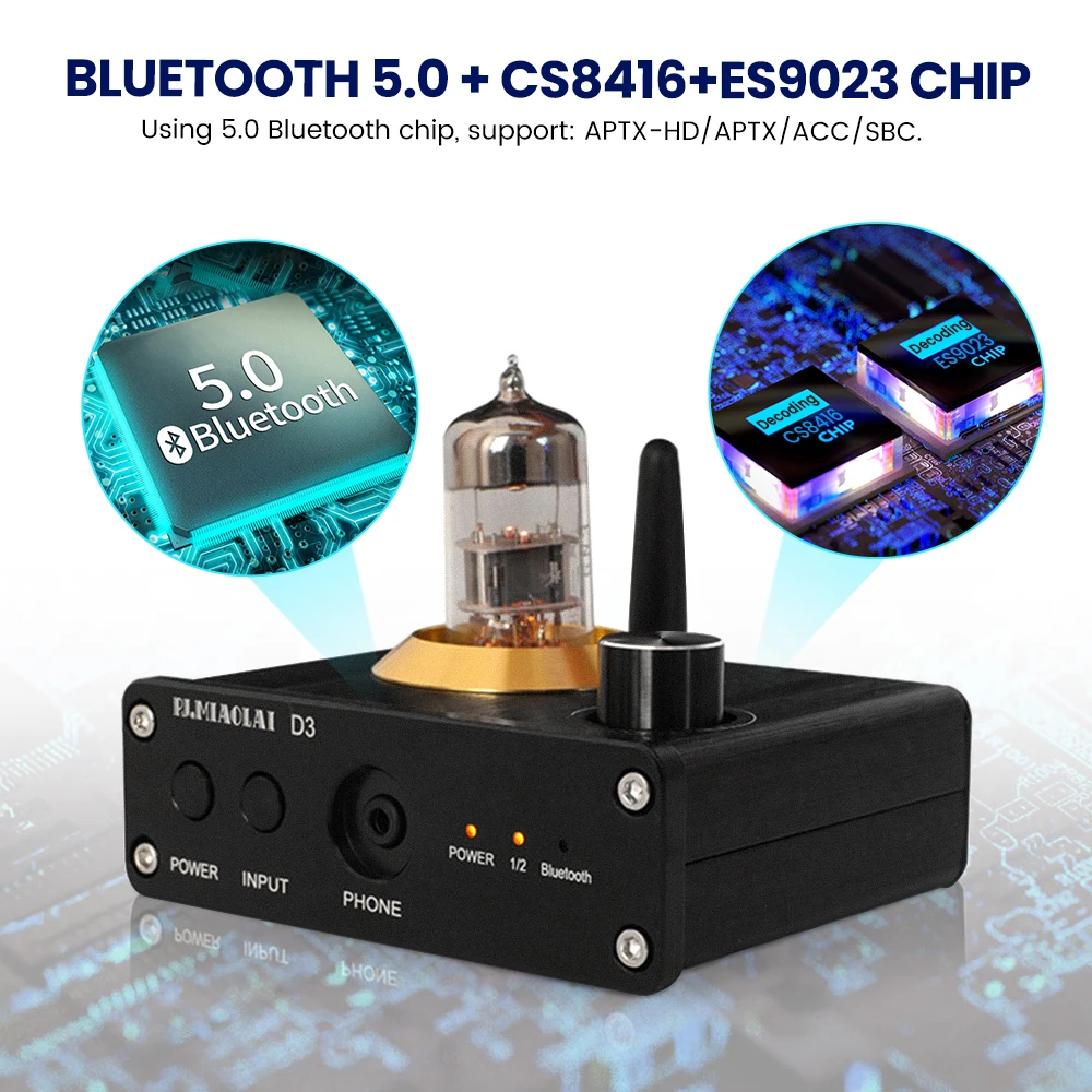 Мини трубчатый волоконно коаксиальный декодер PJ.MIAOLAI HiFi D3 Bluetooth 5 0 DAC аудиоресивер