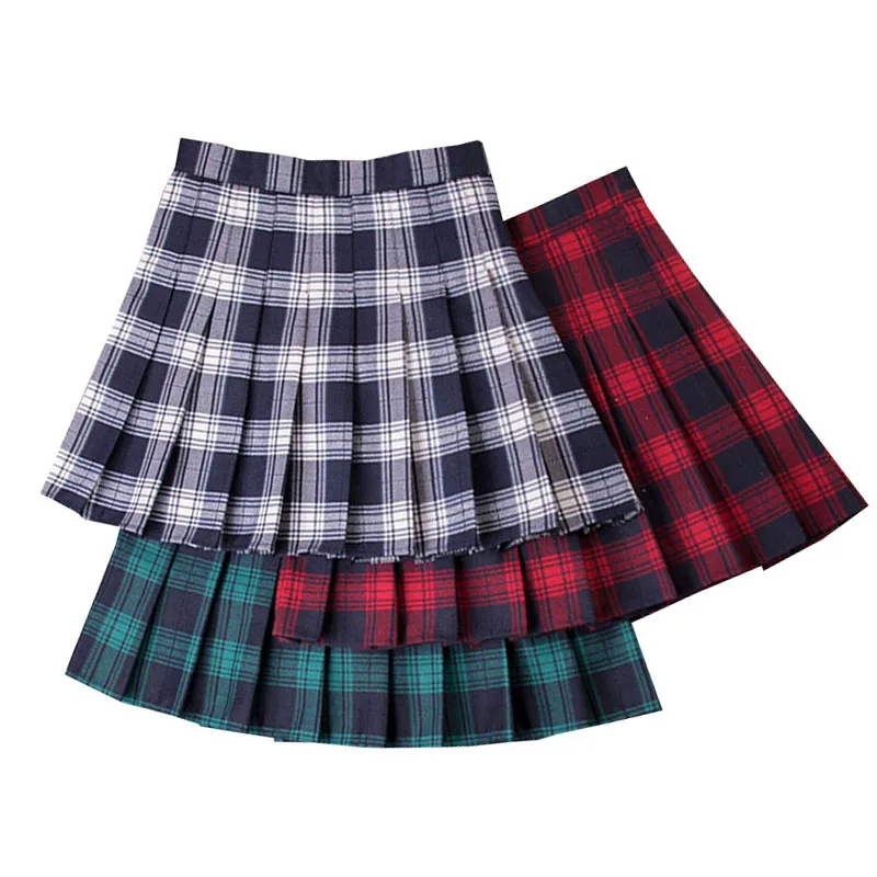 Летняя Клетчатая мини-юбка винтажная Женская юбка-плиссе с высокой талией