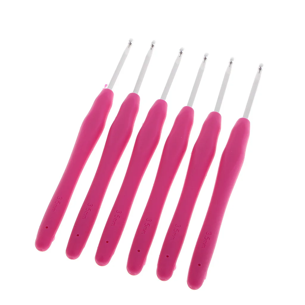 

6 Pieces Grip Handle Aluminum Alloy Crochet Hook/Knitting Needle for Hand Sewing