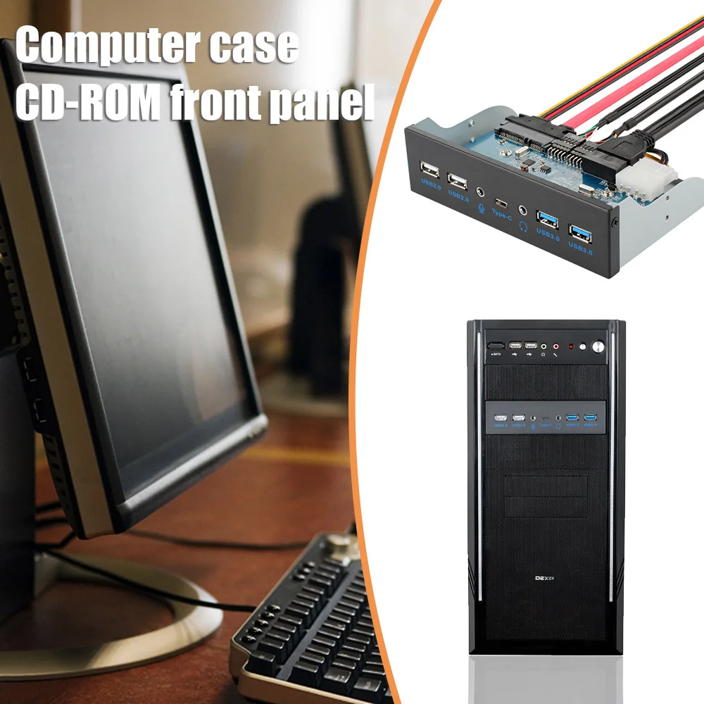 

USB 3.0 Front Panel Bay Audio Hub USB 3.1 USB-C Type C USB 3.0 to 2.5 SATA 3 Multiport Splitter w/ Internal Adapter