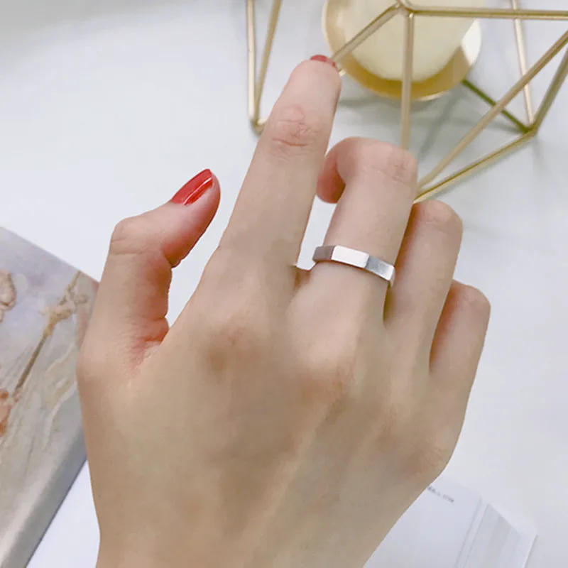 

925 Sterling Silver Geometric Open Finger Ring For Women Wedding Jewelry JZ280