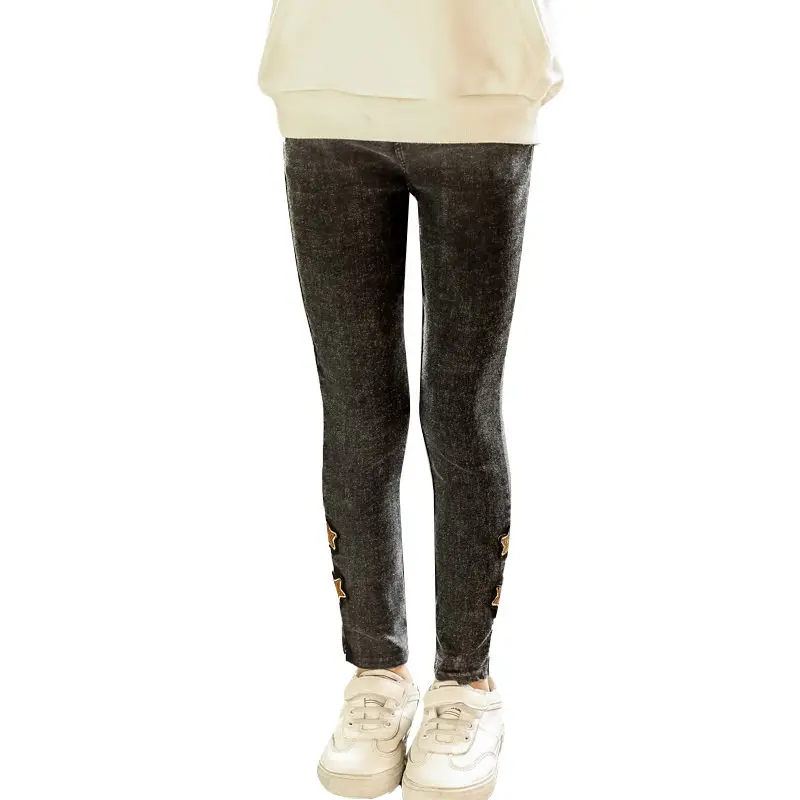 Винтажные детские джинсы из флиса со звездами и блестками для девочек Детские