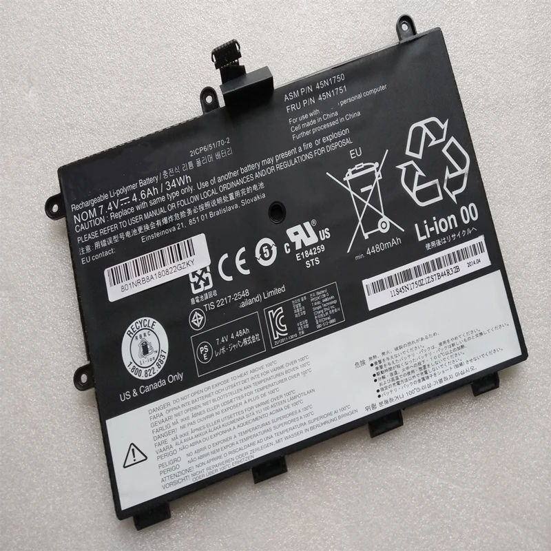 

45N1750 45N1751 Original battery for Lenovo ThinkPad Yoga 11e 11-e 20D9A008CD 45N1748 45N1749 Genuine Laptop Battery 7.4V 34Wh
