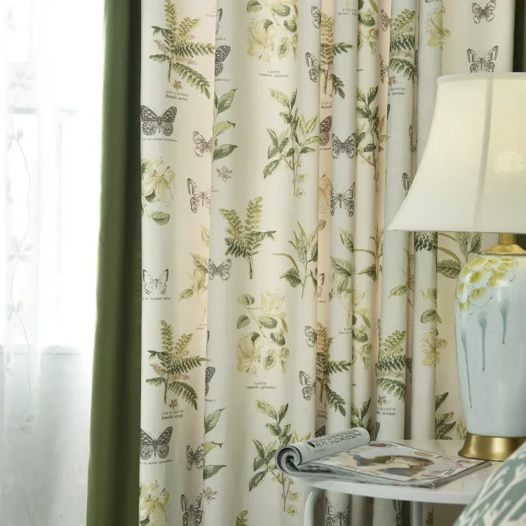 

Curtains for Living Room American Pastoral Country Printing Bay Window Floor-to-ceiling Windows Tulle New Dining Room Bedroom