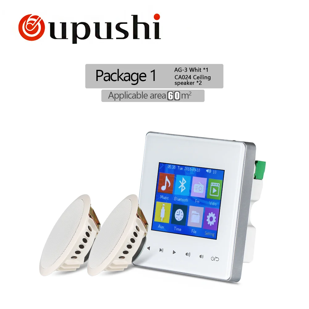 OUPUSHI AG-3 фоновая музыка в стенах усилители SD/AUX in/USB музыкальный плеер, Bluetooth цифровой стерео усилитель - Цвет: BG-3 with 2 spk