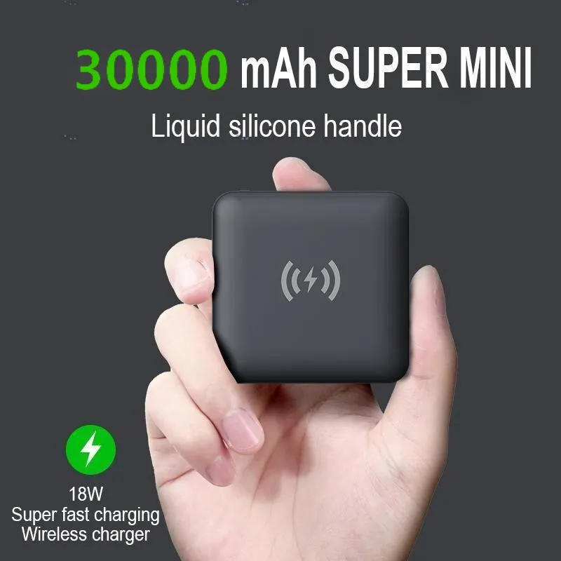 

Power Bank 30000mAh Mini Portable Wireless Charging 10W/PD18W Power Bank External Battery Charger for iphone Xiaomi MI Huawei